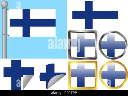 Flag Set Finnland Stock Vektor