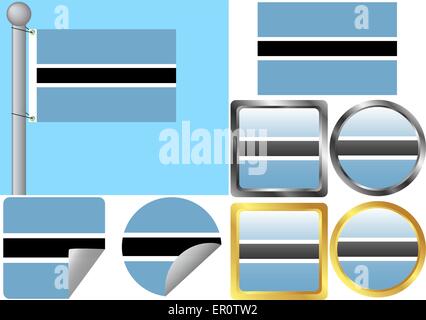 Flag Set Botswana Stock Vektor