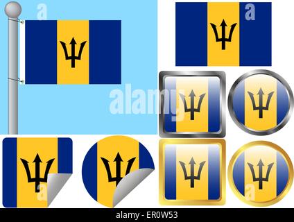 Flag Set Barbados Stock Vektor