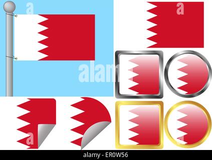 Flag Set Bahrain Stock Vektor