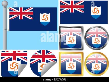Flag Set Anguilla Stock Vektor