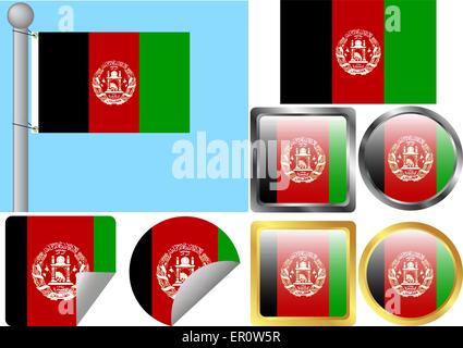 Flag Set Afghanistan Stock Vektor