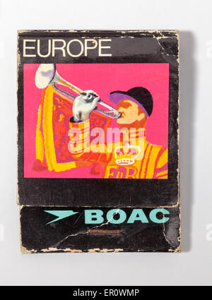 Vintage alte Matchbook Werbung BOAC Europa Stockfoto