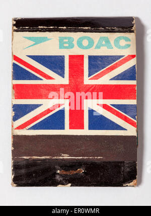 Vintage alte Matchbook Werbung BOAC - Rückansicht Stockfoto