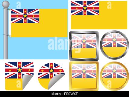 Flag Set Niue Stock Vektor