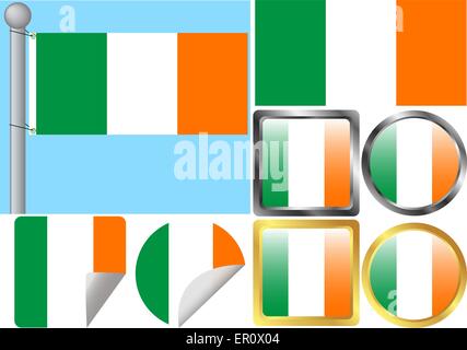 Irland Flagge gesetzt Stock Vektor