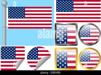 USA Flagge gesetzt Stock Vektor