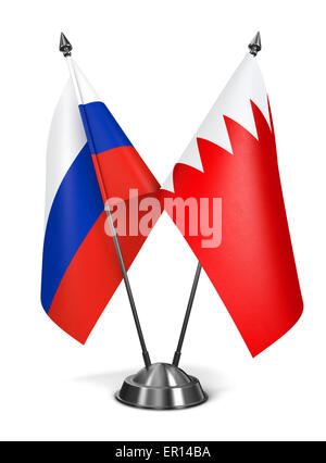 Russland und Bahrain - Miniatur-Flags. Stockfoto