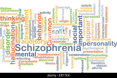 Hintergrund-Konzept Wordcloud Illustration der Schizophrenie Stockfoto