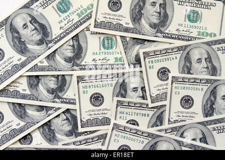 Hundert-Dollar-Noten-Hintergrund Stockfoto