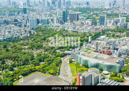 DAS NATIONAL ART CENTER, TOKYO und Shinjuku Hochhaus, Blick vom Roppongi Hills Observatory, Minato-Ku, Tokyo, Japan Stockfoto