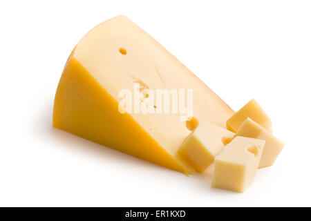 Edamer Käse auf weißem Hintergrund Stockfoto