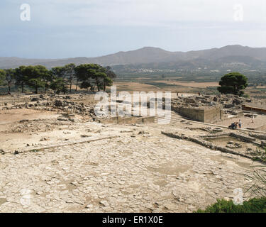 Griechenland. Insel Kreta. Minoische Kultur. Palast der Paistos. Bronzezeit. Die Ruinen. Stockfoto