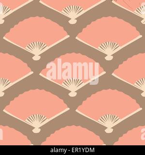 Skizzieren Sie spanischen Fächer im Vintage-Stil, Vektor nahtlose Muster Stock Vektor