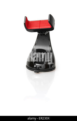 Handy-Halter mit Reflexion auf dem weißen Hintergrund. Stockfoto