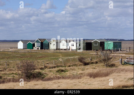 Strand Hütten. Seasalter, Whitstable, Kent. UK Stockfoto