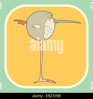 Abbildung handgezeichneten Vektor retro Comic Vogel auf quadratische Hintergrund. Stock Vektor