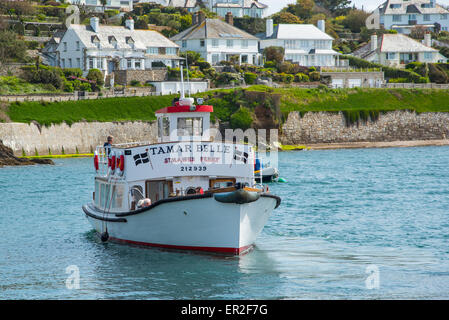 Tamar Belle, eine Passagierfähre zwischen Falmouth und St. Mawes.  Bei St Mawes gesehen. Stockfoto