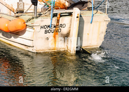 Boot mit Namen "Homeward bound" Stockfoto