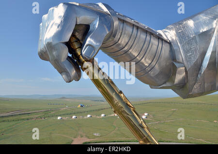 Die riesige Statue gewidmet, Dschingis Khan, östlich von Ulan-Bator, Tov Provinz. Die Statue ist 40 Meter hoch. Stockfoto