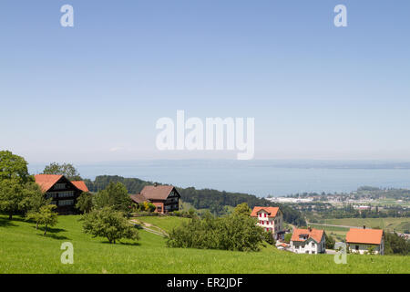 Ein Blick auf den Bodensee aus der Schweiz. Stockfoto