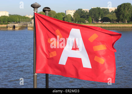 Die Flagge der Stadt Antwerpen, Belgien Stockfoto