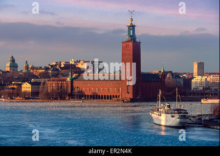 Rathaus von Stockholm im winter Stockfoto