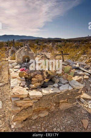 Historischer Friedhof in Ghost Town Terlingua, Big Bend Country in Chihuahua-Wüste, Texas, USA Stockfoto