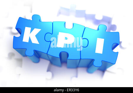 KPI - Text auf blauem Rätsel. Stockfoto