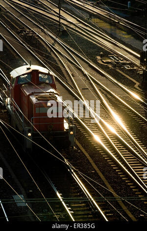 Europa, Deutschland, Ruhrgebiet, Hagen-Vorhalle, Eisenbahn Rangierbahnhof im Stadtteil Vorhalle, verfolgt.  Europa, Deutschland, Ruhrg Stockfoto