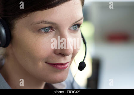 Telemarketer, portrait Stockfoto