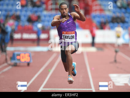 Vereinigten Staaten Christian Taylor gewinnt Gold im Dreisprung der Männer Finale während der Golden Spike (Zlata Tretra) athletic Meeting in Ostrava, Tschechische Republik, 26. Mai 2015. (Foto/Jaroslav Ozana CTK) Stockfoto