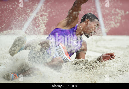 Vereinigten Staaten Christian Taylor gewinnt Gold im Dreisprung der Männer Finale während der Golden Spike (Zlata Tretra) athletic Meeting in Ostrava, Tschechische Republik, 26. Mai 2015. (Foto/Jaroslav Ozana CTK) Stockfoto