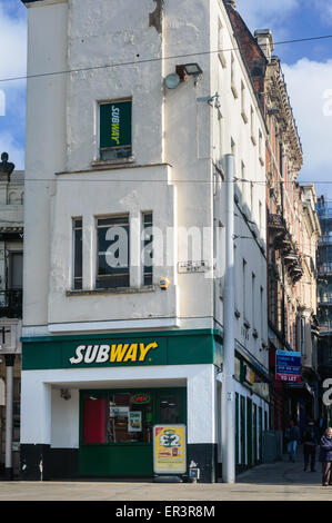 Eine Subway Sandwich Fast Food-Kette, befindet sich an der Market Street in Nottingham, England. Stockfoto