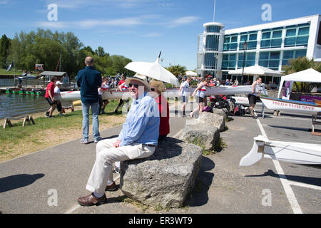 Christchurch Quay, Christchurch Rudern Club Regatta Tag, Christchurch, Dorset, England, Vereinigtes Königreich Stockfoto