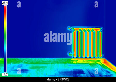 Infrarot-Thermo Bild der Heizkörper im Zimmer Stockfoto