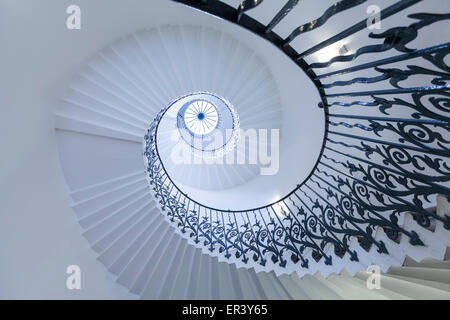 Die berühmten Tulip-Treppe im Queen es House, eine ehemalige königliche Residenz in der Royal Borough of Greenwich, London Stockfoto