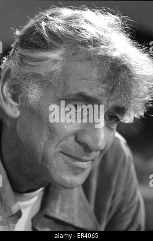 Leonard Bernstein, US-amerikanischer Komponist, Dirigent, Autor, Dozent für Musik und Pianist. Stockfoto