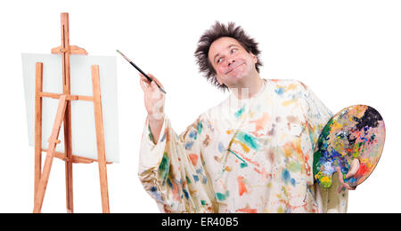 Happy Maler-Farben auf Leinwand Stockfoto
