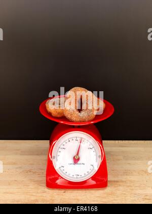 Eine Nahaufnahme einer Reihe von Lebensmitteln Skalen Stockfoto