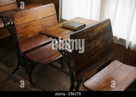 Erholung von einem alten Schulhaus an der Laura Ingalls Wilder Museum in Walnut Grove, Minnesota. Stockfoto