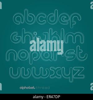 Satz von Thread Stil Alphabet Buchstaben auf blauem Hintergrund isoliert. Vektor-Schrift-Art-design Stock Vektor