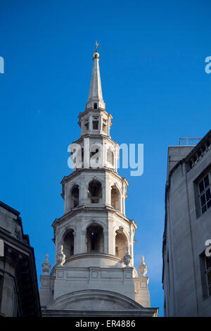 St Bride Kirche Fleet Street Hochzeit Kuchen Turm, entworfen von Sir Christopher Wren City of London England UK Stockfoto