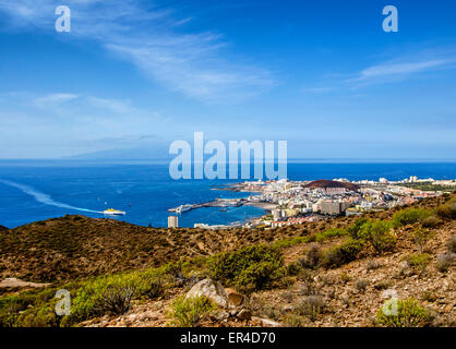 Los Cristianos und La Gomera, Blick vom Guaza Berg Stockfoto