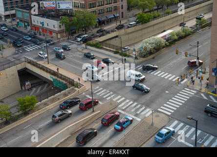 Luftaufnahme der Stadt Straße Kreuzung, Philadelphia, USA Stockfoto