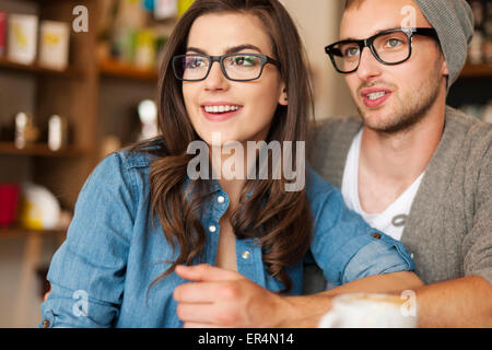 Hipster junges Paar im Café. Krakau, Polen Stockfoto