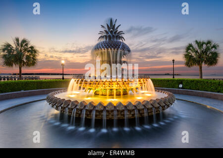 Charleston, South Carolina, USA die Waterfront Park-Ananas-Brunnen. Stockfoto