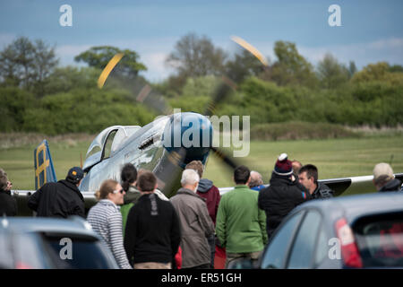 P51-D Mustang "Jumpin Jacques auf der Shuttleworth Collection VE Tag Airshow, alt Warden Aerodrome, Mai 3. 2015 Stockfoto