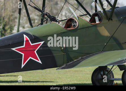 1944 sowjetische Polikarpow PO2-Doppeldecker auf der Flightline, The Shuttleworth Collection Old Warden Stockfoto