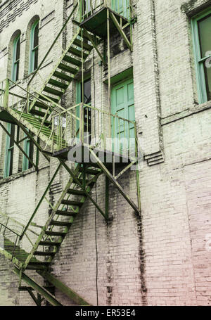 Feuer Flucht vor einem alten Gebäude in San Antonio, Texas, USA Stockfoto